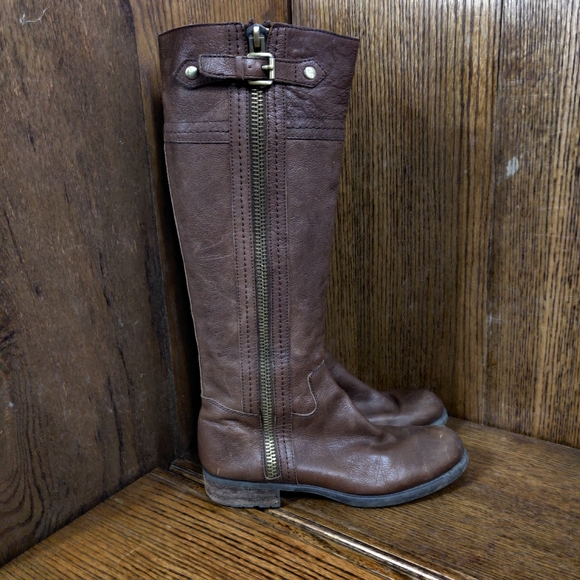 8.5 leather Franco sarto brown knee high boots - Picture 6 of 13